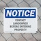 Signmission Contact Landowner Before Entering Property OSHA Notice Sign, Plastic, 14in W x 10in L, 2PK OS-2PACK-NS-P-1014-L-10799 - alternate 3